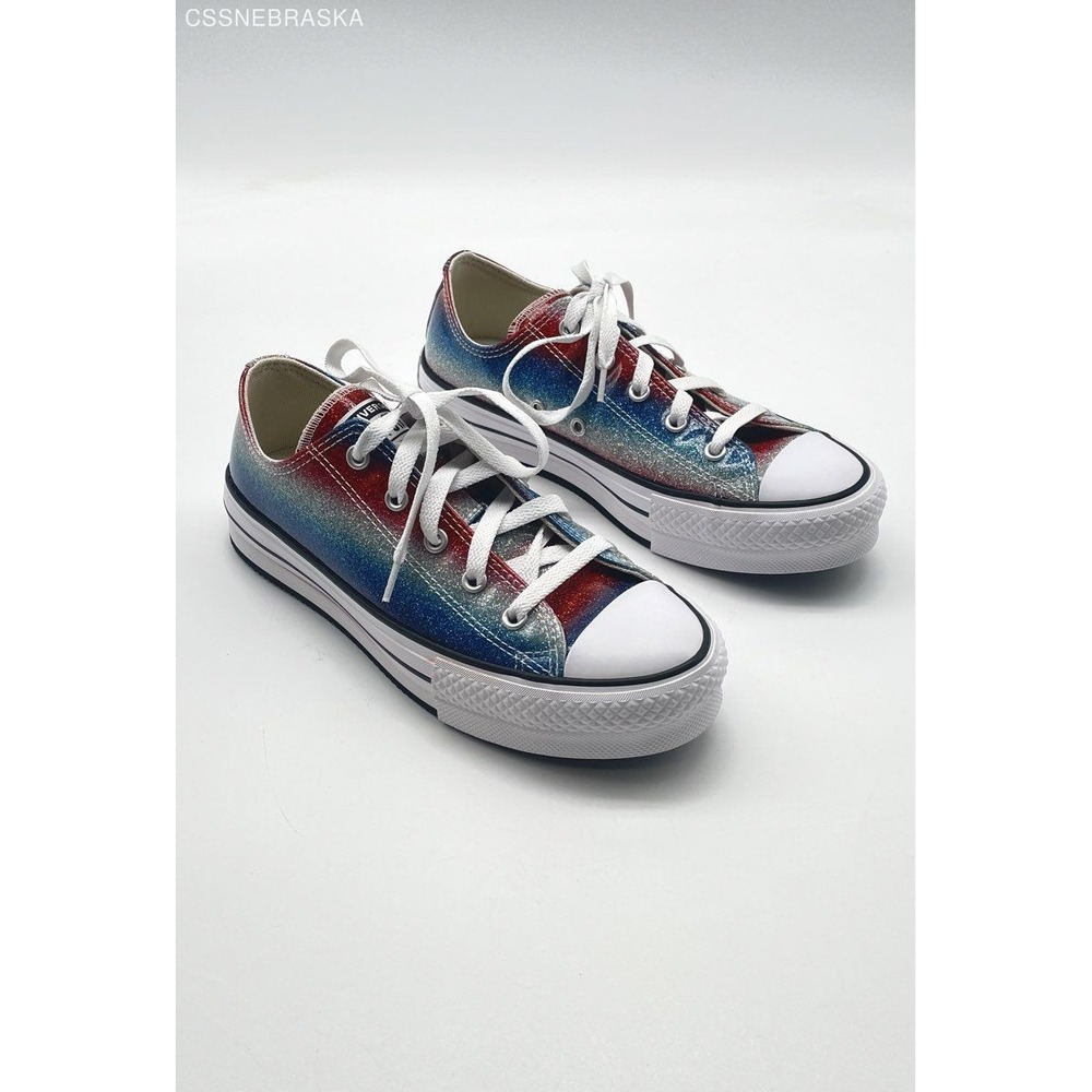 Converse Chuck Taylor Girls Lift Platform‎ Low Glitter Sneakers A00444C Size 4.5 - Picture 3 of 12